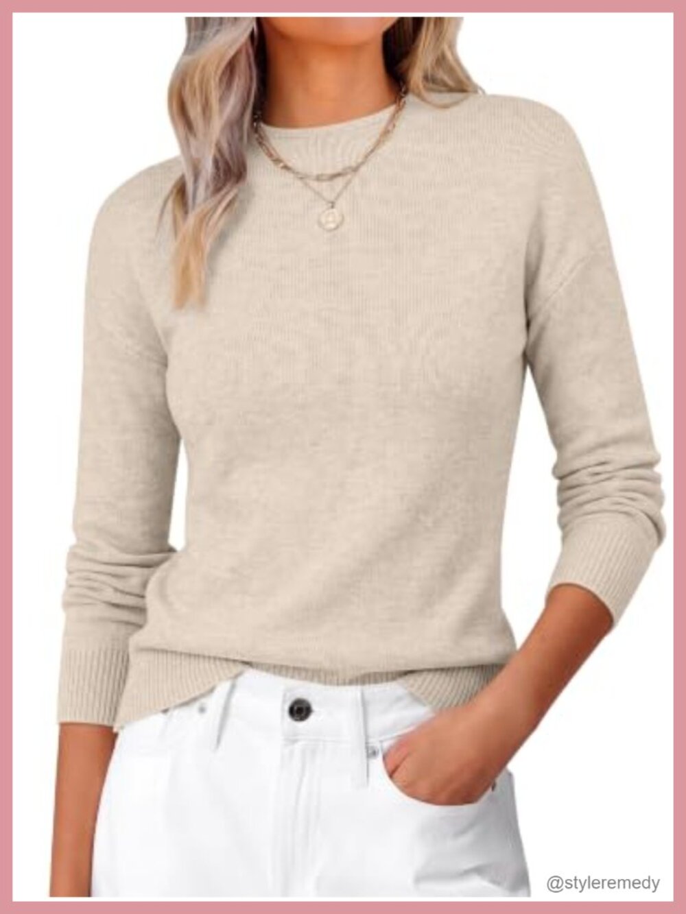 Women's Long Sleeve Crew Neck Ribbed Knit Pullover Sweater, Soft Comfy Casual